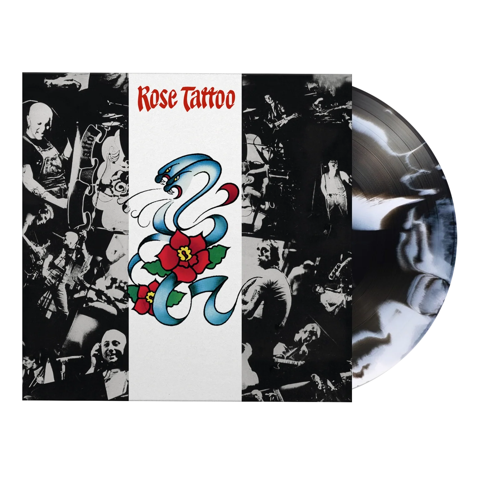 ROSE TATTOO - ROSE TATTOO (1978) : WHITE & BLACK SWIRL - LP