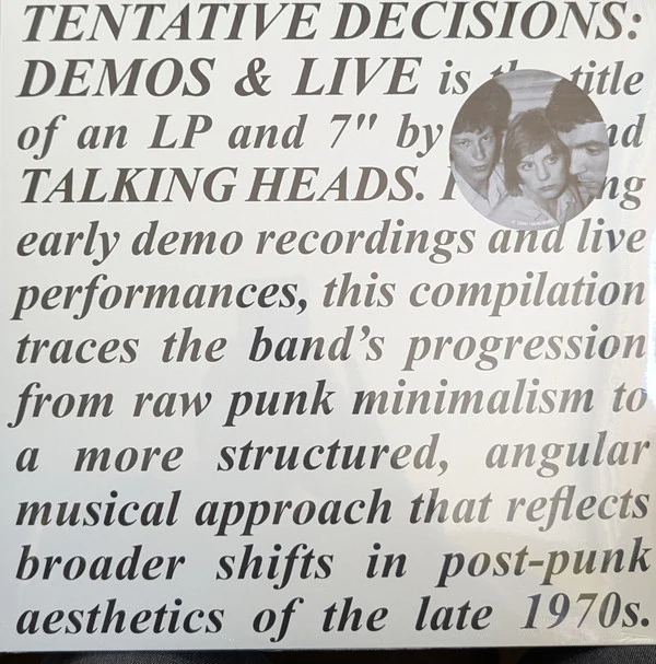 TALKING HEADS - TENTATIVE DECISIONS : WITH BONUS 7". - LP